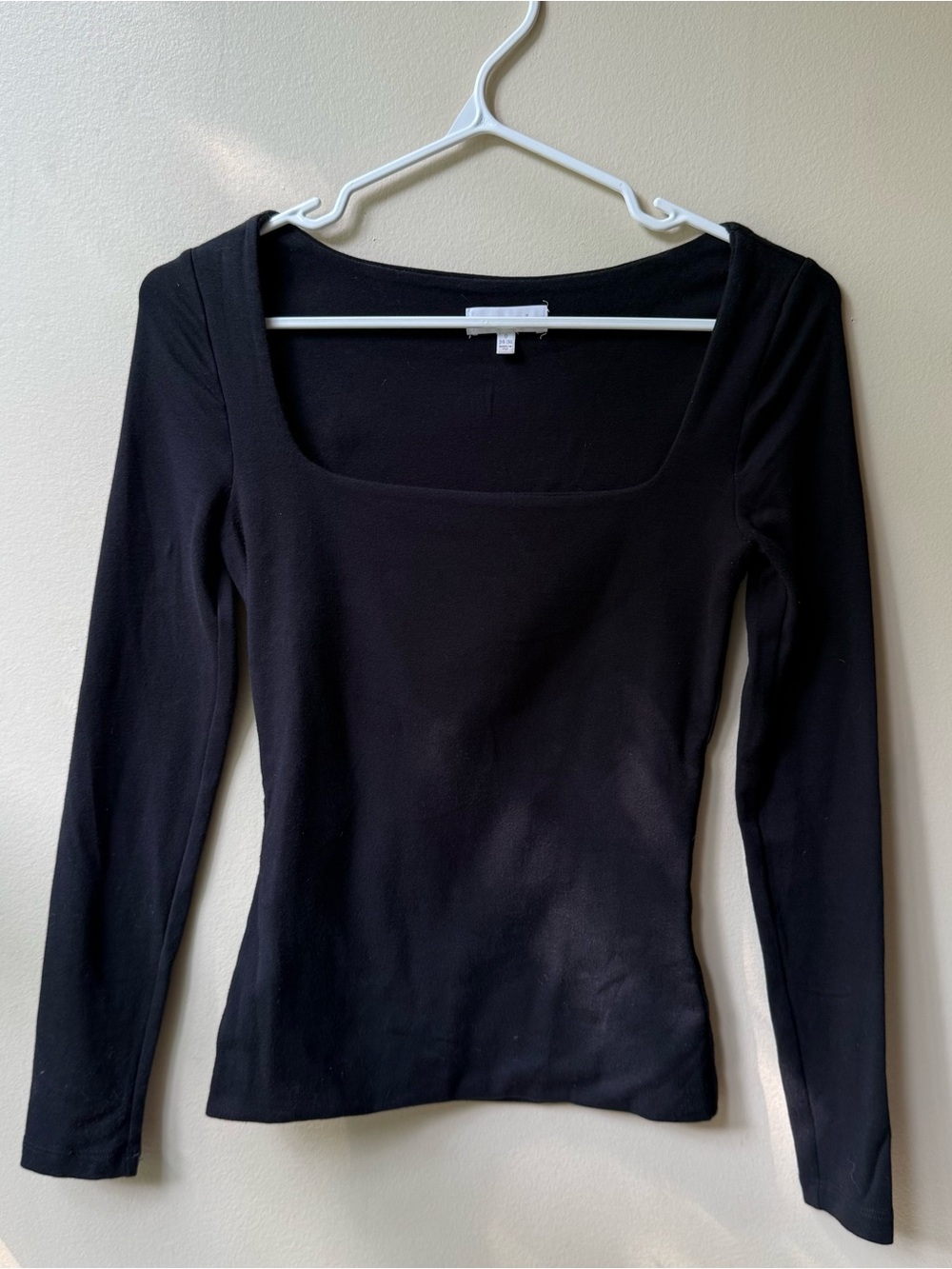 Kookai Black Square Neck Long Sleeve Top